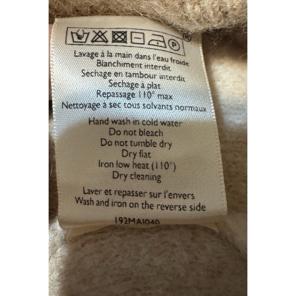 Sezane Becky Jumper  Baby Alpaca Sweater Beige Gingham Fuzzy Knit Parisian Chic - Picture 7 of 7
